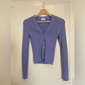 Wilfred Aritzia button cardigan, light blue/purple